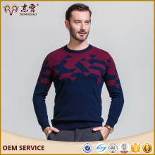 Sweater designs for man 100% merino wool round neck collar navy blue outerwear or underwear sweater for male